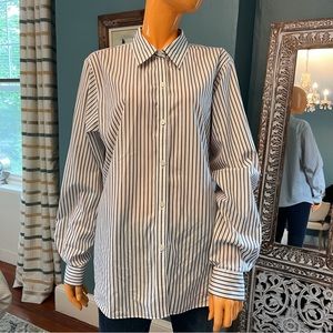 LIZ CLAIBORNE Striped Cotton Poplin Shirt Plus Size